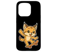 Skateboard Lynx Cat Retro Cartoon Case for iPhone 15 Pro