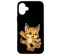 Skateboard Lynx Cat Retro Cartoon Case for iPhone 16 Plus
