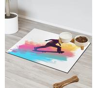 Skateboard Player Sport Pet Feeding Mat for Cat Dog Water Bowl Food Mats Pet Feeding Mats Absorbent Nti-Slip Contain Spills Protects Floors Placemat 40.6 x 60.9 cm