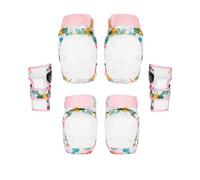Skateboard Protective Gear Set Helmet Knee Elbow Wrist Pads PE Shell Dual-Use Design Adjustable Straps For Skateboarding Cycling Roller Skating,Pink 6 piece set-L