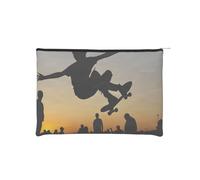 Skateboard Reusable Paper Cosmetic Bag Waterproof & Lightweight for Travel, School & Daily Use Full-Print Design Women, Students, Eco-Conscious