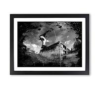 Skateboard Skateboarding 4 Modern CB Framed Print | A4 Black Framed Wall Art | Ready to Hang | Modern Nature Picture | Living Room Bedroom Lounge Office