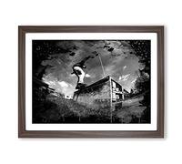 Skateboard Skateboarding 4 Modern CB Framed Wall Art Print, Ready to Hang Picture for Living Room Bedroom Home Office Décor, Walnut A2 (64 x 46 cm)