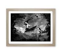 Skateboard Skateboarding 4 Modern CB Framed Wall Art Print, Ready to Hang Picture for Living Room Bedroom Home Office Décor, Oak A2 (64 x 46 cm)