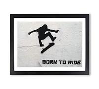 Skateboard Skateboarding Graffiti Wall Art Modern Framed Print | A2 Black Framed Wall Art | Ready to Hang | Eclectic Nature Picture | Living Room Bedroom Lounge Office