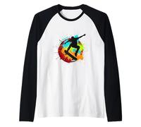 Skateboard Skater Stunt Skateboarding Boys Kids Men Raglan Baseball Tee