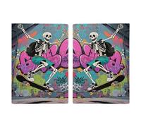 Skateboard Skeleton Skull Passport Holder for Travel Passport Wallet Cover Travel Document Organizer Credit Card Holder Passport Cover