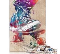 Skateboard Sport Art Jigsaw Puzzles 1000 Pieces for Adults Wooden Puzzles Brain Exercise Challenge Game Entertainment Gifts Teenagers Family Activity (38x26cm)