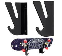 Skateboard Wall Mount, Acrylic Display Racks Stand Storage Hanger Skateboard Wall Mount Bracket Fits Longboard, Snowboards, Water Skis(Black)