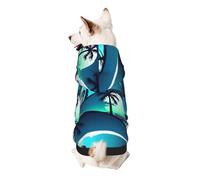 Skateboard With Palm Trees Wave Print Dog Hoodie Sweatshirt For Small Dogs, Warm, Soft And Breathable Pet Clothes, Easy To Wear Jumper For Winter And Fall Warm