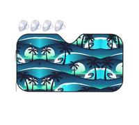 Skateboard With Palm Trees Wave Printing Upgrade Car Windshield Sun Shade Protect Car From Sun Rays Heat Damage,Vehicle Accessories
