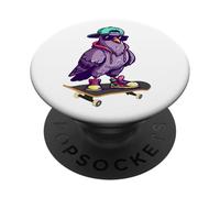 Skateboarder bird goes skateboarding PopSockets Adhesive PopGrip