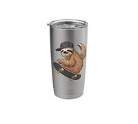 Skateboarder Lazy Sloth Skateboarding Skateboard Sloths Stainless Steel Insulated Tumbler