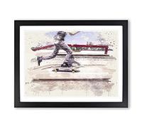 Skateboarder Skateboarding Skate Park No.1 Modern FC Framed Print | A2 Black Framed Wall Art | Ready to Hang | Modern Nature Picture | Living Room Bedroom Lounge Office