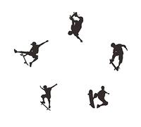 Skateboarder Skateboarding Wall Decals for Boy Girls Bedroom, 5 Pcs Inspirational Wakeboarding Sport Wall Sticker Art Decor Wallpaper for Kids Playroom Living Room Skateboard Home Decoration