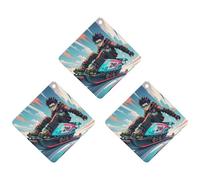 Skateboarding And Skiing Car Air Freshener, 3 Pcs Rhombus Hanging Air Freshener Cards, Long Lasting Fragrance Scented Cards for Car, Home, Office Black-style