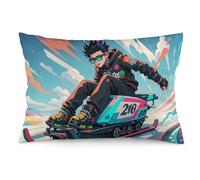 Skateboarding and Skiing Pillow Cover Double-Sided Soft Pillowcase 12 "x20, Decorative Throw Pillow Case for Sofa Bed Car Outdoor