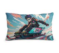 Skateboarding and Skiing Pillow Cover Double-Sided Soft Pillowcase 8"x12", Decorative Throw Pillow Case for Sofa Bed Car Outdoor