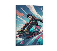 Skateboarding And Skiing Wall Art, 12x18inch(30x45cm) Vertical Canvas Wall Art Prints, Modern Home Hanging Decor for Living Room, Bedroom, Office, Framed/Unframed, Frame-style