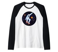 Skateboarding Astronaut Outer Space Raglan Baseball Tee