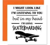 Skateboarding Birthday Card for Women and Men, In my Head