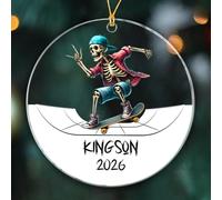 Skateboarding Christmas Ornaments Gift for Son Daughter, Personalized Year & Name Skateboarder Skater Sport Ornament, Skateboard Christmas Ornament 2025, Customized Skateboarding Lover Xmas Ornaments