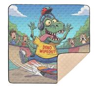 Skateboarding Dino "Dino Wipeout" Soft Thick Baby Activity Play Mat for Floor Washable Padded Baby Mat for Baby Kids Toddlers Infants, 50'' x 50''