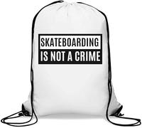 Skateboarding is Not A Crime Gym Sack Casual Drawstring Bag White
