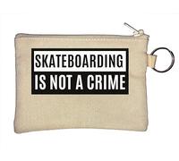 Skateboarding is Not A Crime Key Chain Coin Purse Beige