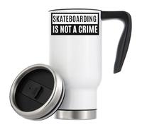 Skateboarding is Not A Crime Vacuum Insulated Thermal Travel Coffee Mug 480ml White