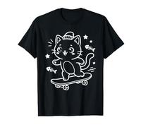 Skateboarding Kawaii Cat Skater Halfpipe Value Graphic T-Shirt