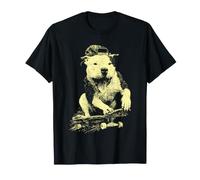 Skateboarding Pit Bull Skateboarder Animal Art Skater Dog T-Shirt