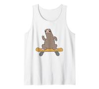 Skateboarding Sloth Cute Skateboard Sloth Tank Top