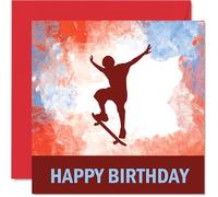 Skateboarding Sport Birthday Cards - Boys in Sports - Happy Birthday Card for Boy Son Brother Grandson Nephew Uncle Cousin, 145mm Bday Greeting Cards