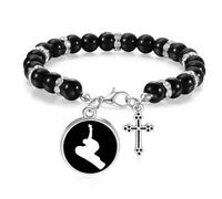Skateboarding Sport Black Jumping Outline Beaded Bracelet Boho Jewelry for Men Women