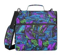 Skateboarding Sports Pattern 1.5-Inch 3-Ringing Zippered Binder Bag with Shoulder Strap & Handle Multiple Pockets School Supplies Organizer for Middle Student