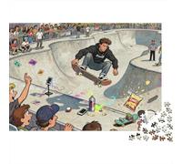 Skateboarding Street Trick Wooden Jigsaw Puzzle Waterproof 1000 Piece Puzzles for Adults Challenging And Brainteasing Home Decoration