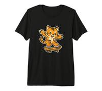 Skateboarding Tiger Cub Retro Cartoon Premium T-Shirt