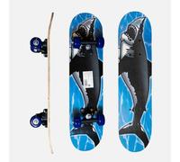 Skateboards, 23 x 5.5 inch Complete Skateboard for Beginners, 7 Layer Maple Double Kick Deck Concave Cruiser Trick Skateboard for Juniors (S-16 SharkStrike)