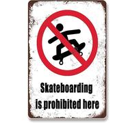 Skatehoarding Is Prohibited Here Warning Outdoor Art Retro Minimalist Tin Metal Sign Keep Quiet Hippies Cave Wall Mural Decoration Mall Street Street Public Space Restaurant 8"x12"