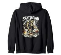 Skater Dad Still Standing Skeleton Skateboarder Grunge Art Zip Hoodie
