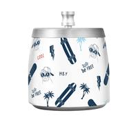 Skater Dog Skateboard Stainless Steel Big Ashtrays with Lid for Patio Balcony Indoor Odorless Windproof Cigar Table Ashtray for Cigar Decor