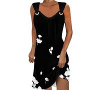Skater Dress Floral Print Dresses for Women UK Sale Clearance Summer Midi Dress Metal Straps Shift Dress Sweetheart Neck A-line Dress Going Out Party Dress Loose Casual Holiday Vacation Dresses