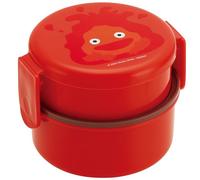 Skater Howl's Moving Castle 2 Tier Round Bento Lunch Box with Folk (17oz) - Authentic Japanese Design - Microwave Safe -Calcifer