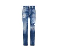 Skater Jeans with Patches- male- Dsquared2- Slim-fit Trousers- Blue- S- Trousers S