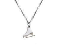 Skater Necklace Ice Skate Necklace White Enameled Figure Skating Pendant Team Sport Skater Jewelry Skate Lover Gift (silver)