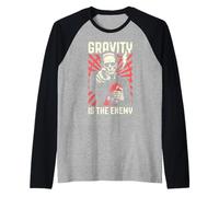 Skater Skateboarder Frankenstein Gravity is The Enemy Skate Raglan Baseball Tee