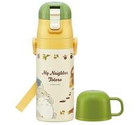 Skater SKDC3-A Children's Friendly, Lightweight, Stainless Steel, 2-Way Water Bottle, 11.8 fl oz (350 ml), My Neighbor Totoro Cat Bus, For Children, Direct Drinking, Cup, Includes Cup, Stainless Steel