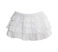 Skater Skirt for Women Sexy Halloween Lace Trim Layer Cake Mini Party Gothic Clubbing(White, M)