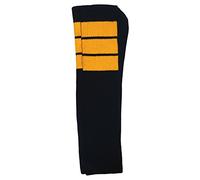 Skater Socks 35" Thigh high Black tube socks with Gold stripes style 5